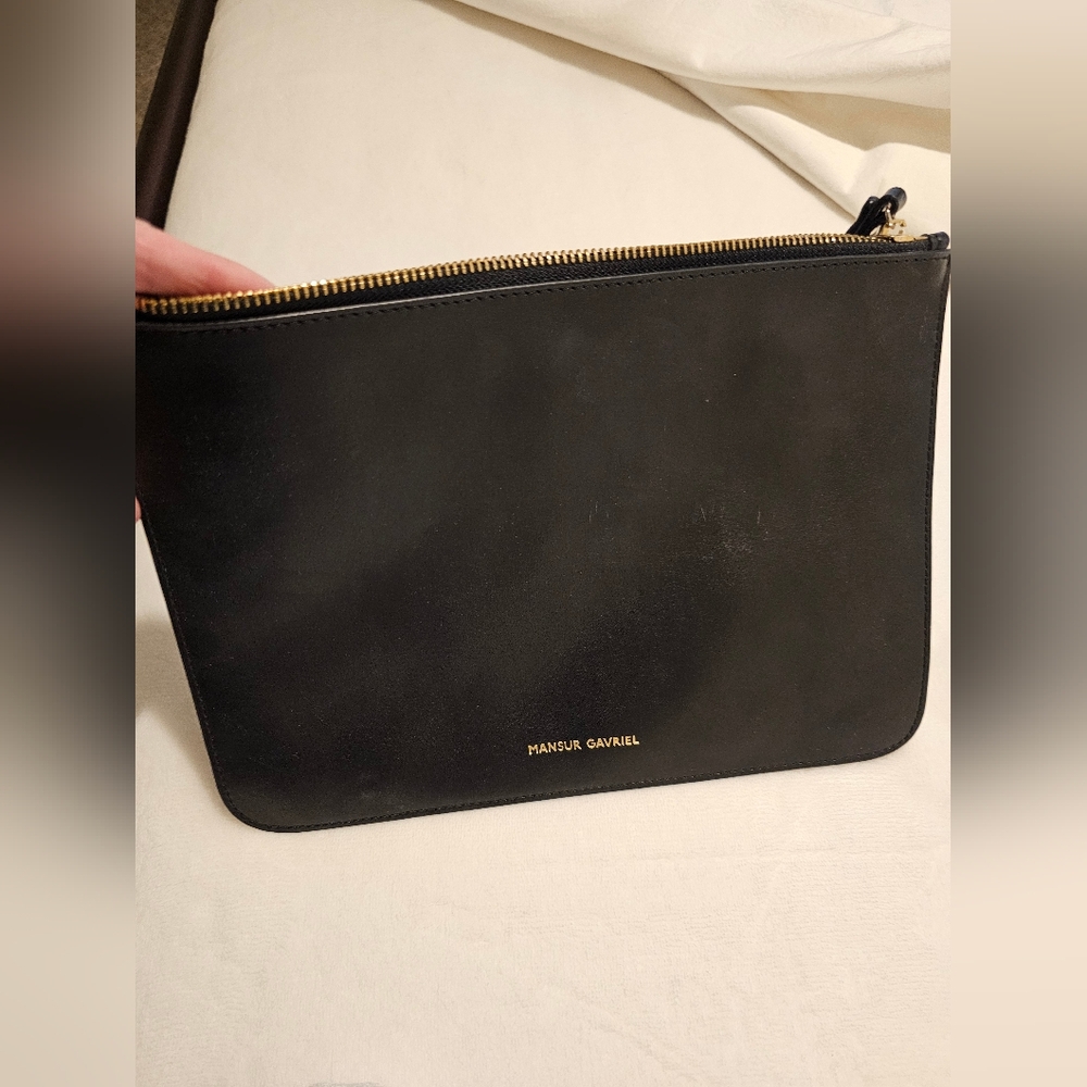 Mansur Gavriel Flat Clutch Purse Wallet Black Red Leather